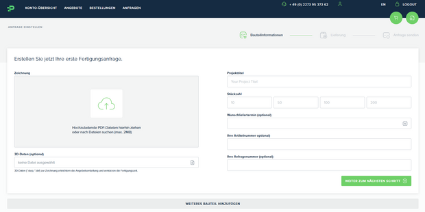 PART FACTORY - online Anfrage einstellen
