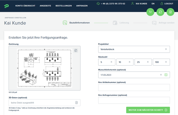 [Translate to English:] PART FACTORY Anfrage einstellen